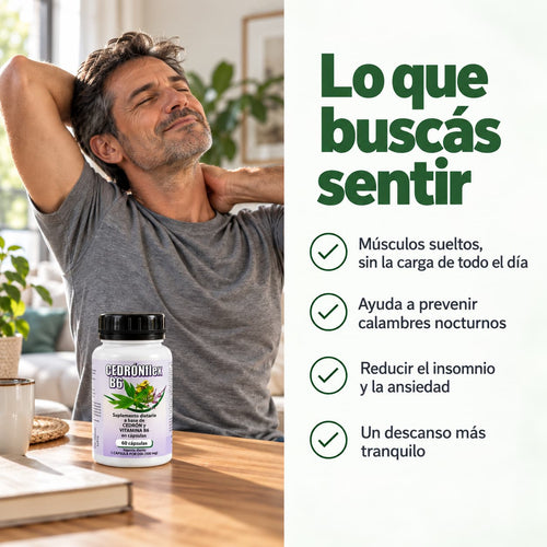 Magnesio + Cedrón + B6 · Relajante muscular natural